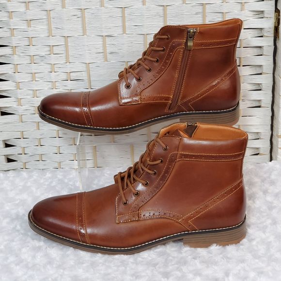Kunsto Mens Genuine Leather Oxfords Dress Ankle Boots with Zipper